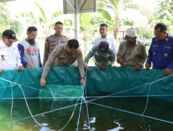 Polres Pesawaran Bersinergi dengan Dinas Perikanan Tebar 10.000 Benih Lele Dukung Ketahanan Pangan